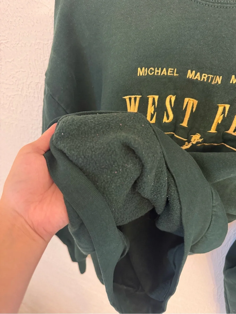 Fruit of the Loom Dark Green Crewneck Sweatshirt with Gold West Fest Graphic